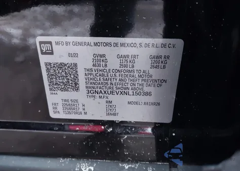 2022 Chevrolet Equinox Awd Lt from USA, damaged, VIN 3GNAXUEVXNL150386